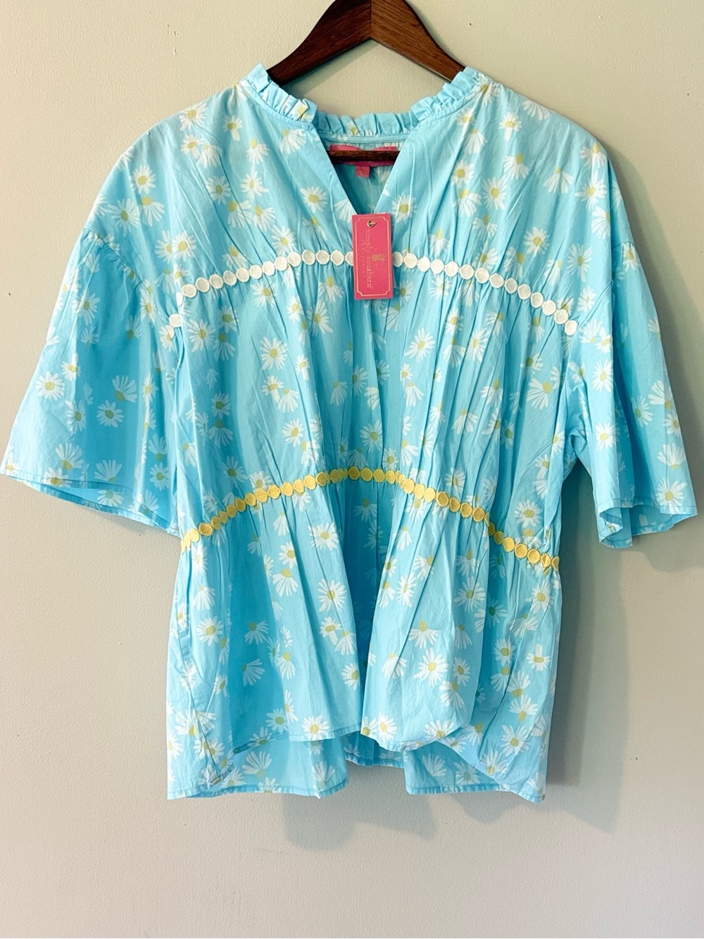 Simply Southern Large Boho Floral Peplum Top Flutter Sleeve Cotton NWT